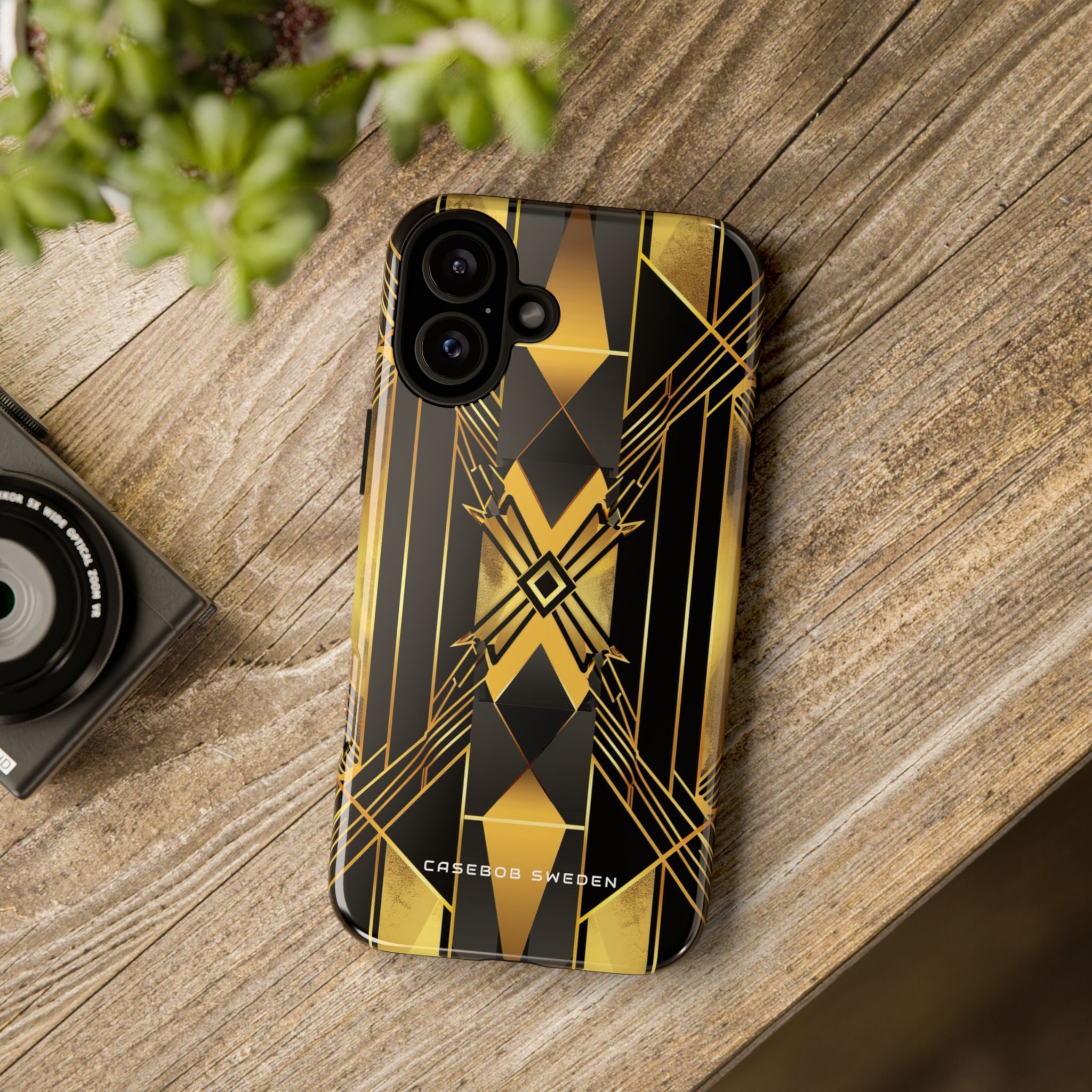 Golden Geometric Elegance iPhone 16 - Tough Phone Case