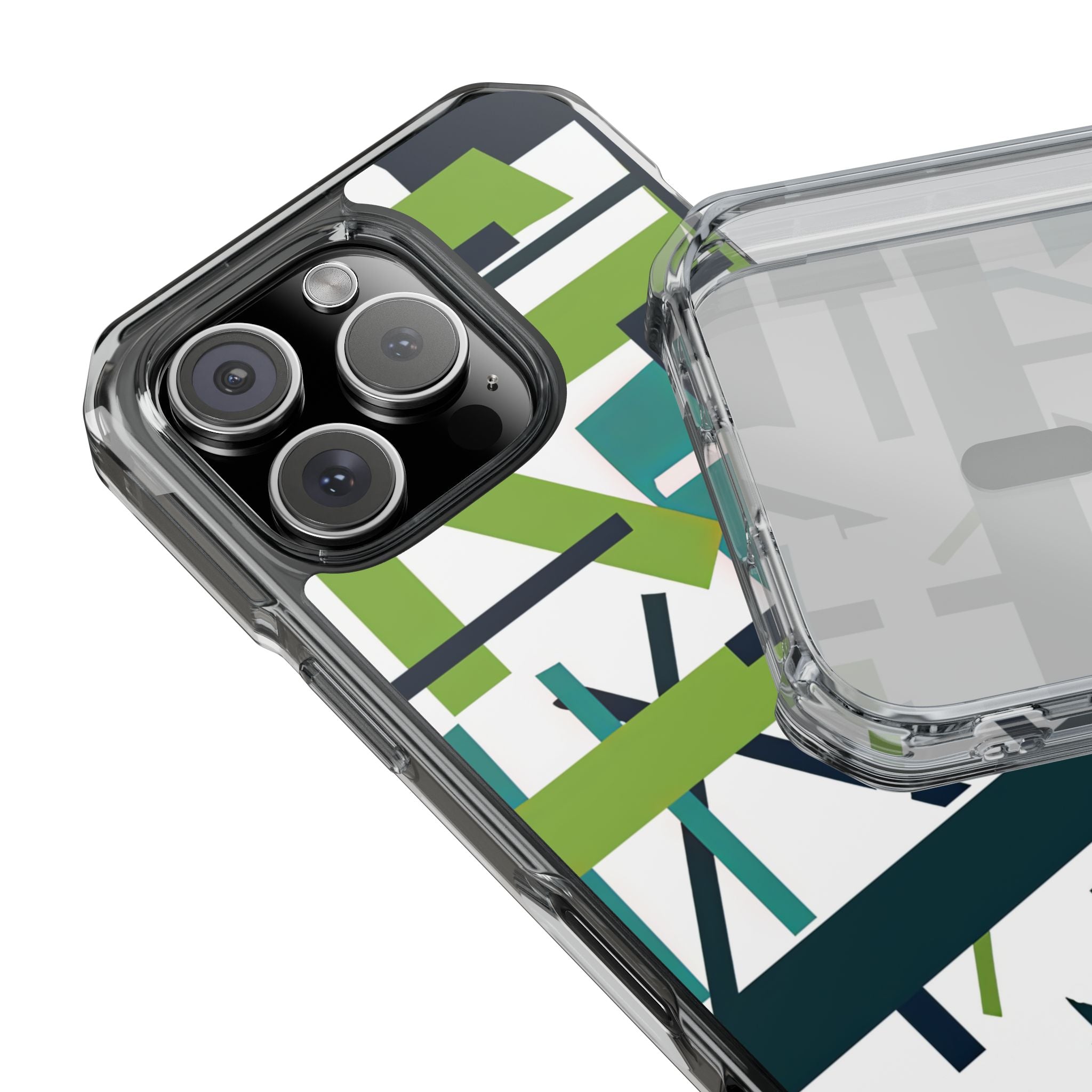 Green Geometry Glide iPhone 16 - Clear Impact Phone Case