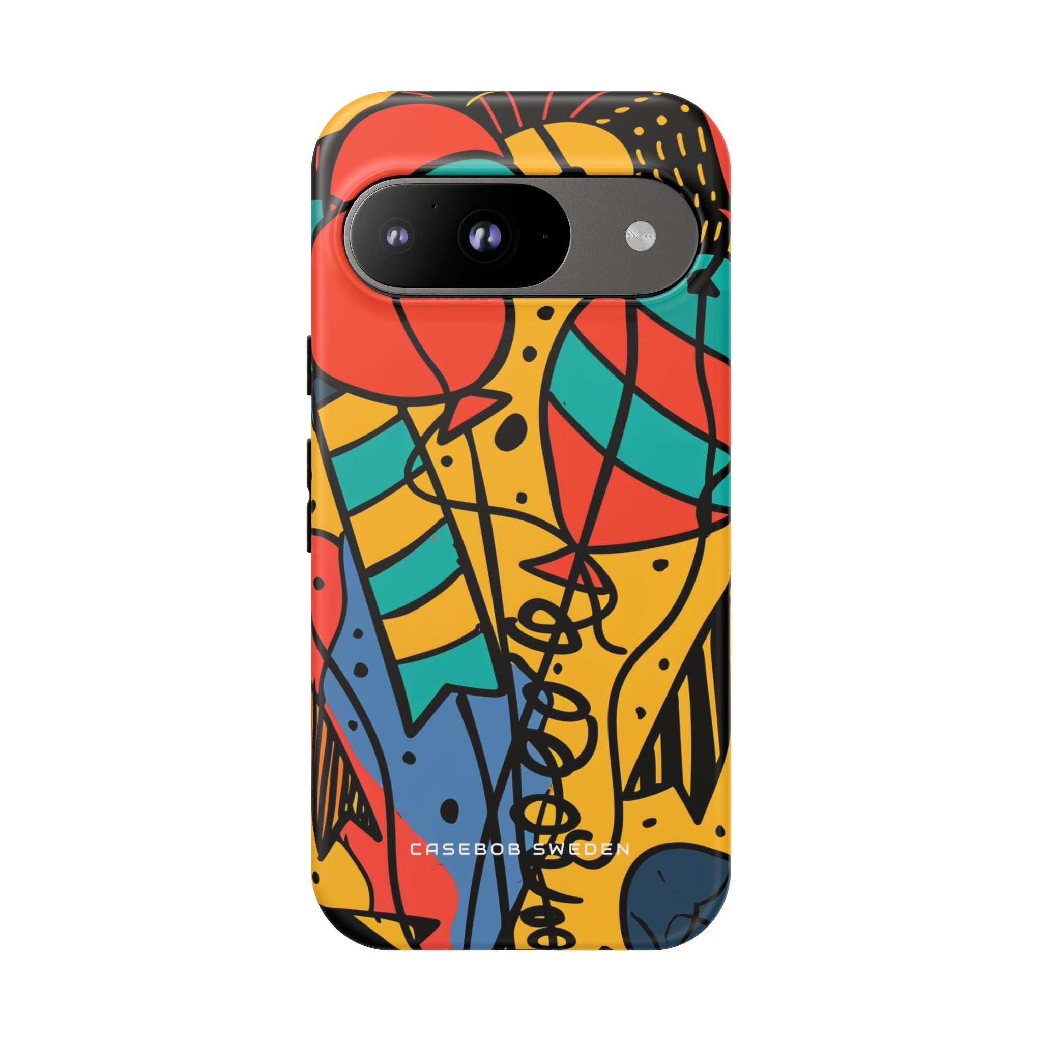 Playful Balloon Motion in Vibrant Lines Google Pixel 9 - Tough Phone Case