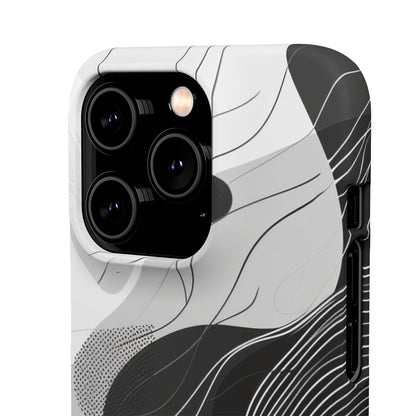 Fluid Rhythms: Monochrome Line Flow iPhone 14 - Slim Phone Case