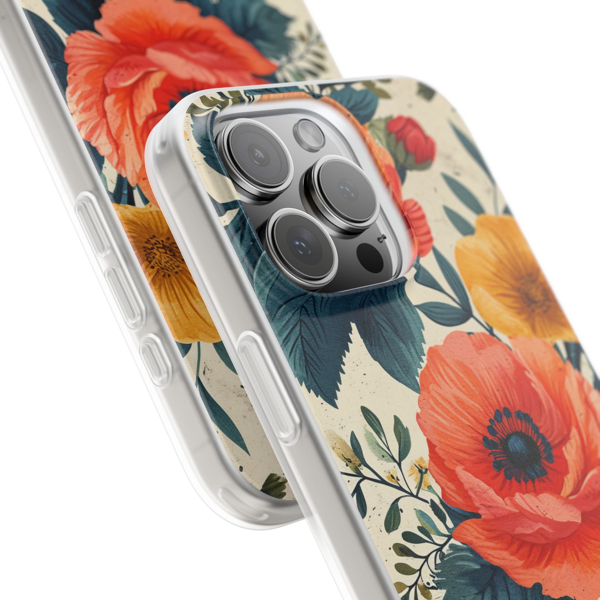 Vibrant Botanical Poppies - Flexi iPhone 16 Phone Case