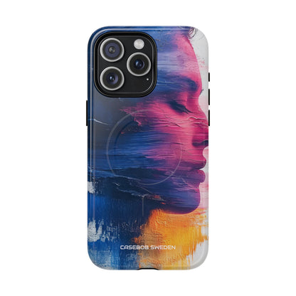 Blue Magenta Portrait - Tough + MagSafe® iPhone 15 Phone Case