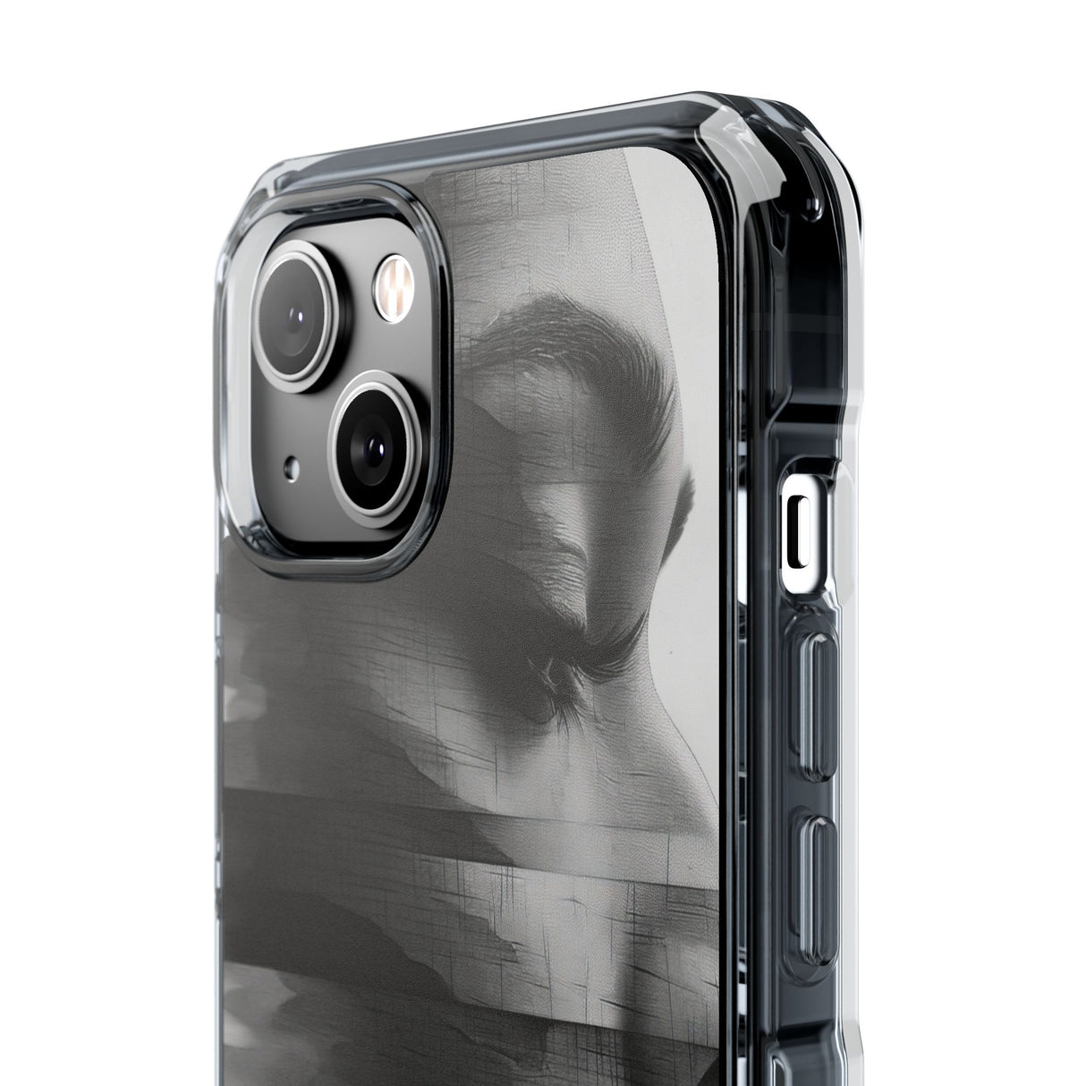 Abstract Glitch Portrait - Phone Case for iPhone (Clear Impact - Magnetic)