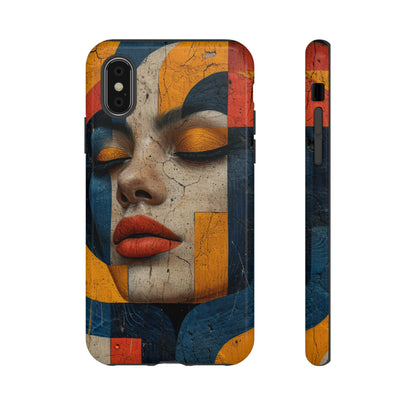 Blue Lady's Geometric Elegance - Protective Phone Case