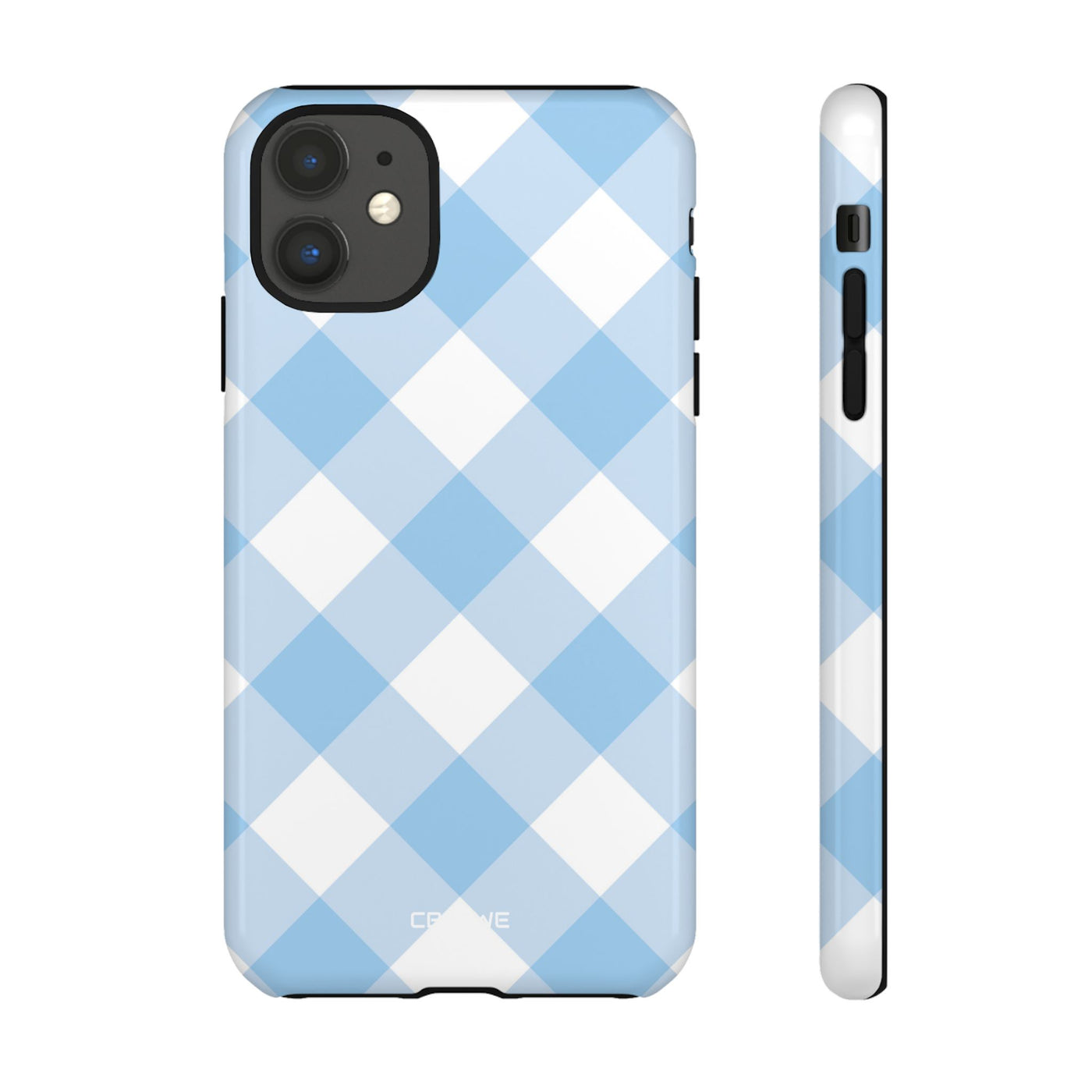 Soft Blue Gingham Elegance - iPhone Case