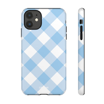 Soft Blue Gingham Elegance - iPhone Case