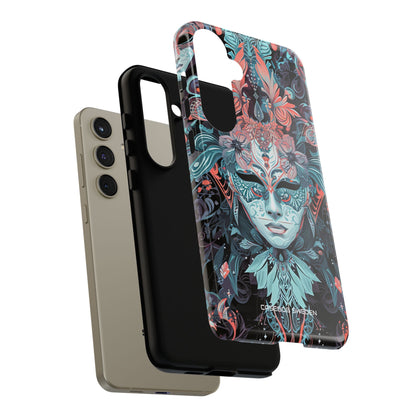 Mystic Teal Coral Mask - Tough Samsung S24 Phone Case