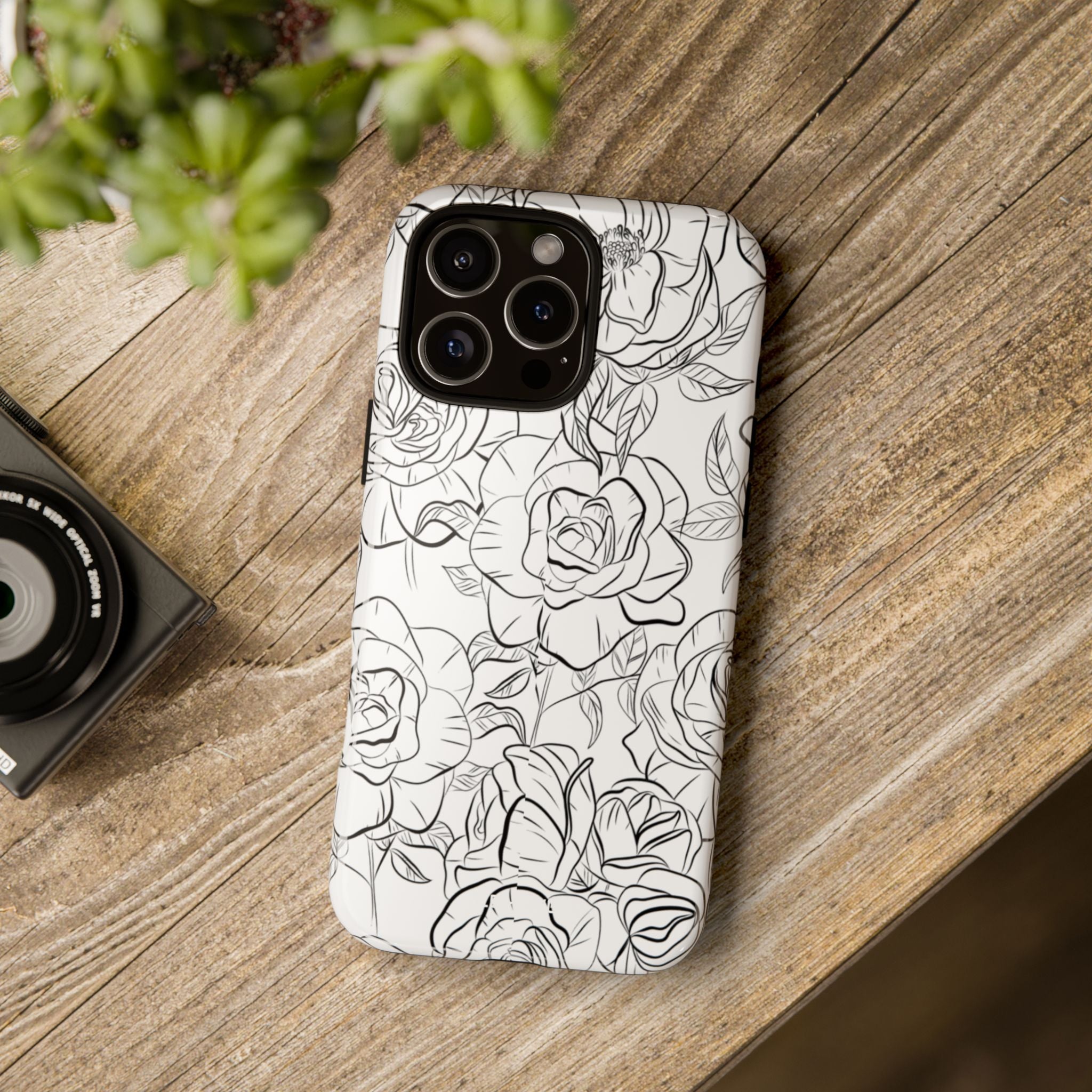 Intricate Rose Sketches - iPhone Case
