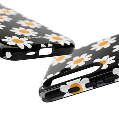 Minimalist White Daisies on Black Samsung S24 - Tough