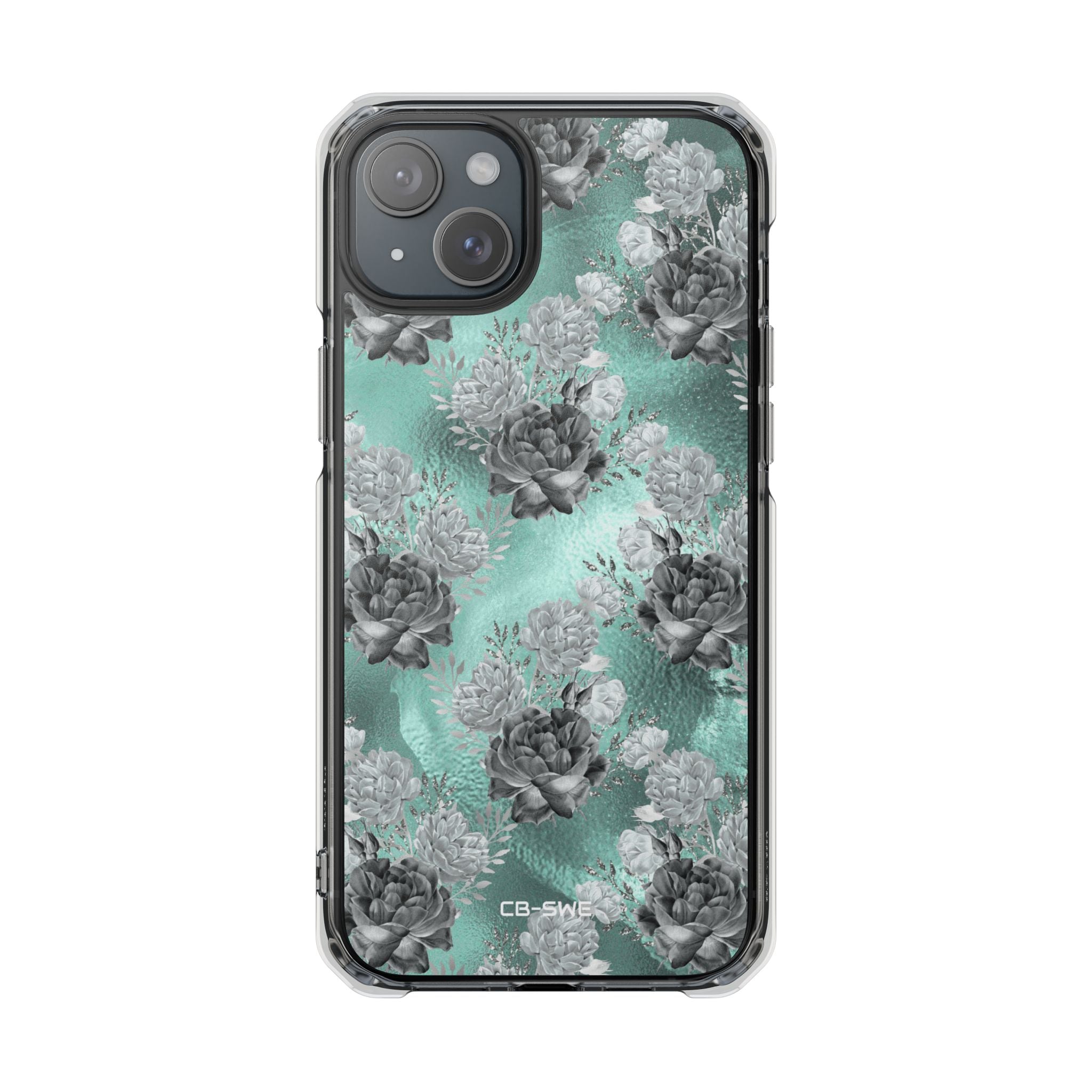 Teal Floral Elegance iPhone Case - Impact