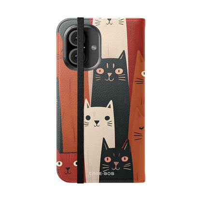 Cat Columns Orange - iPhone 16  Case - Wallet