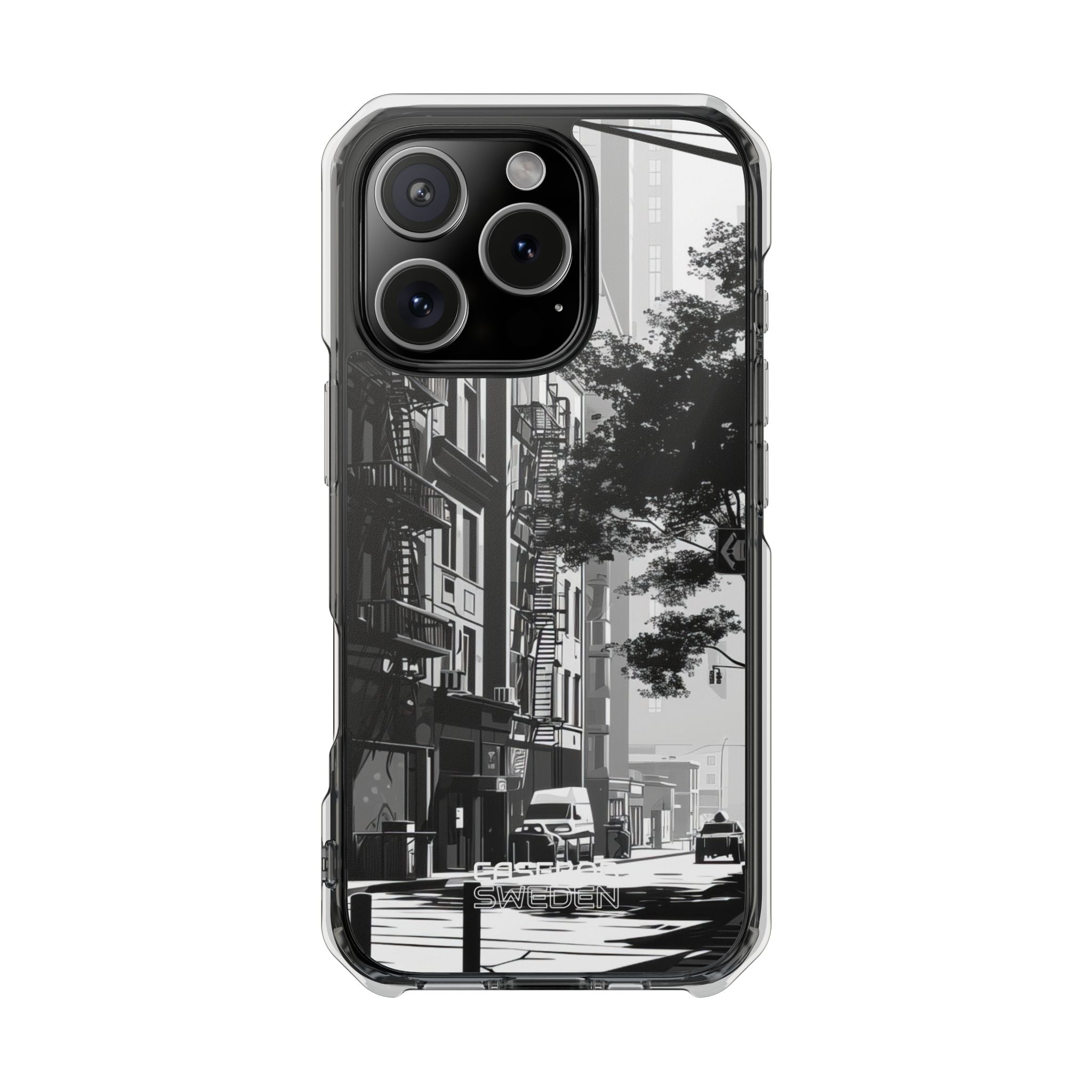 Noir Cityscape Shadows iPhone 16 - Impact Clear+