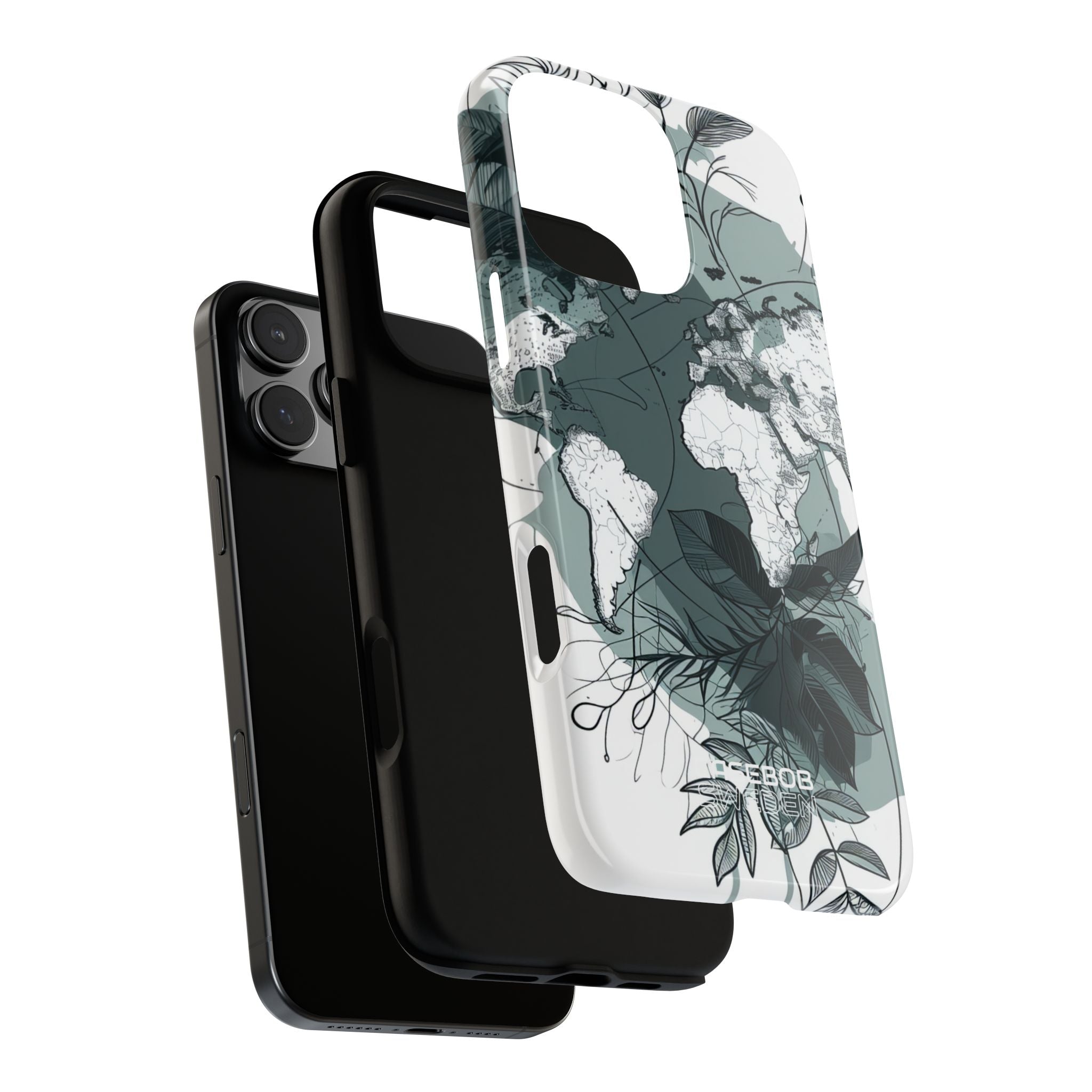 Botanische Weltkarte iPhone 16 - Robust