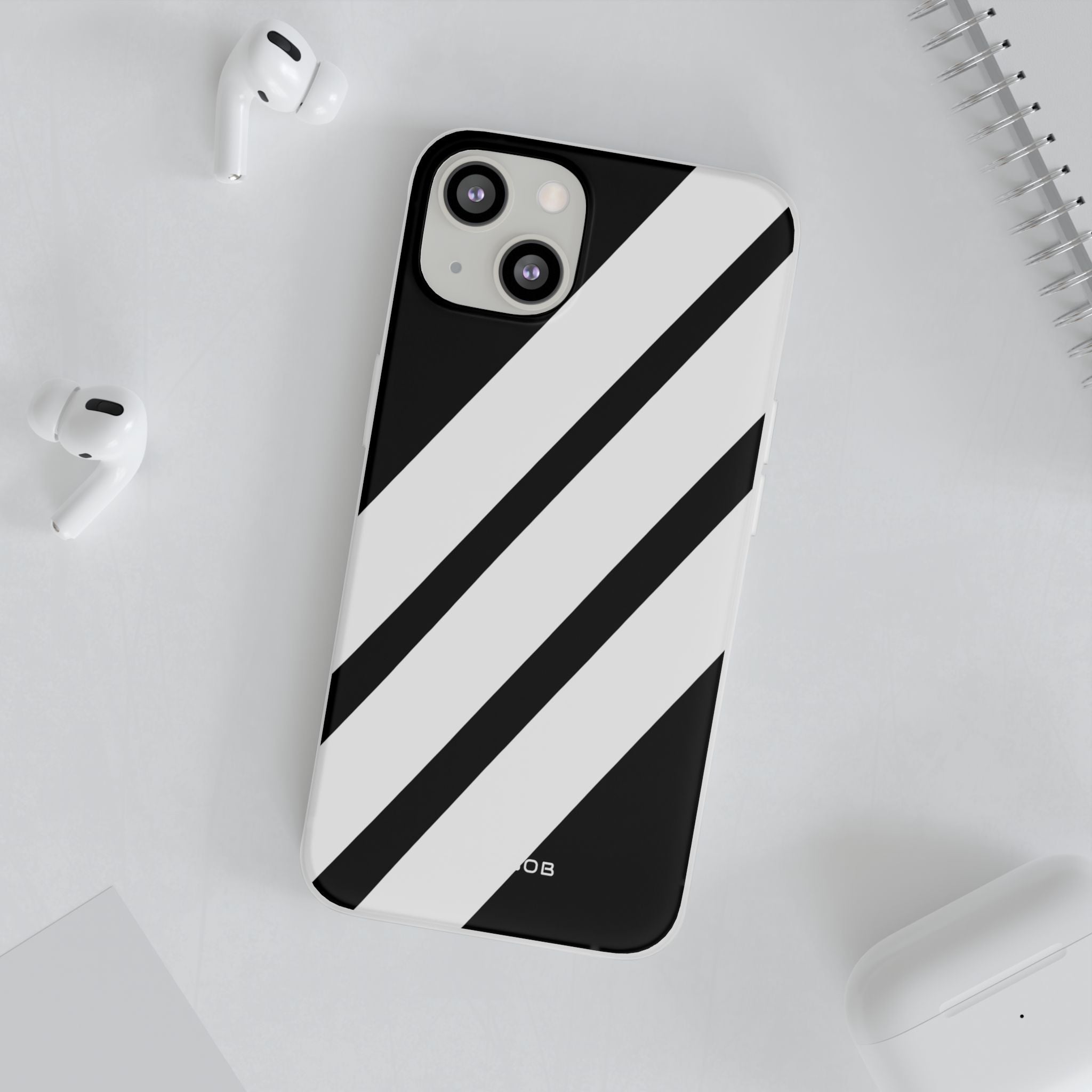 Diagonal Bands Noir iPhone 13 - Soft