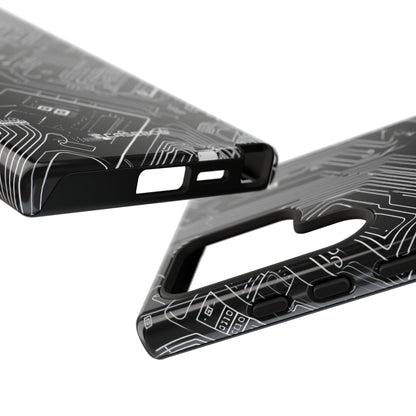 Circuitry Dreams: Abstract Black Design - For Samsung S24