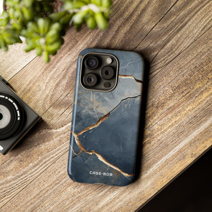 Jagged Vein Navy iPhone 15 Pro Case - Tough