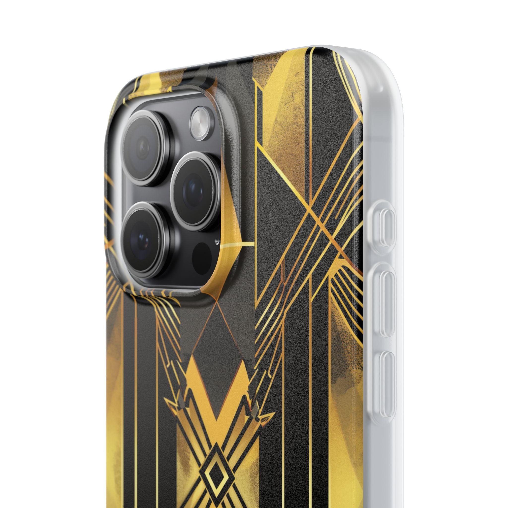 Golden Geometric Elegance iPhone 15 - Flexi Phone Case