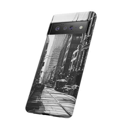 Urban Cityscape Line Perspective Google Pixel 6 - Tough Phone Case