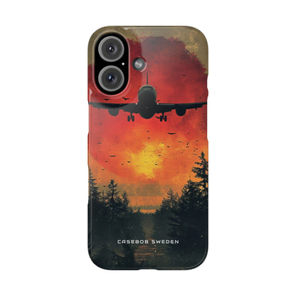 Vintage Sunset Airplane Silhouette iPhone 16 - Slim Phone Case