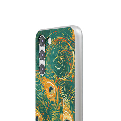 Peacock Elegance in Teal and Gold Samsung S23 - Flexi Phone Case