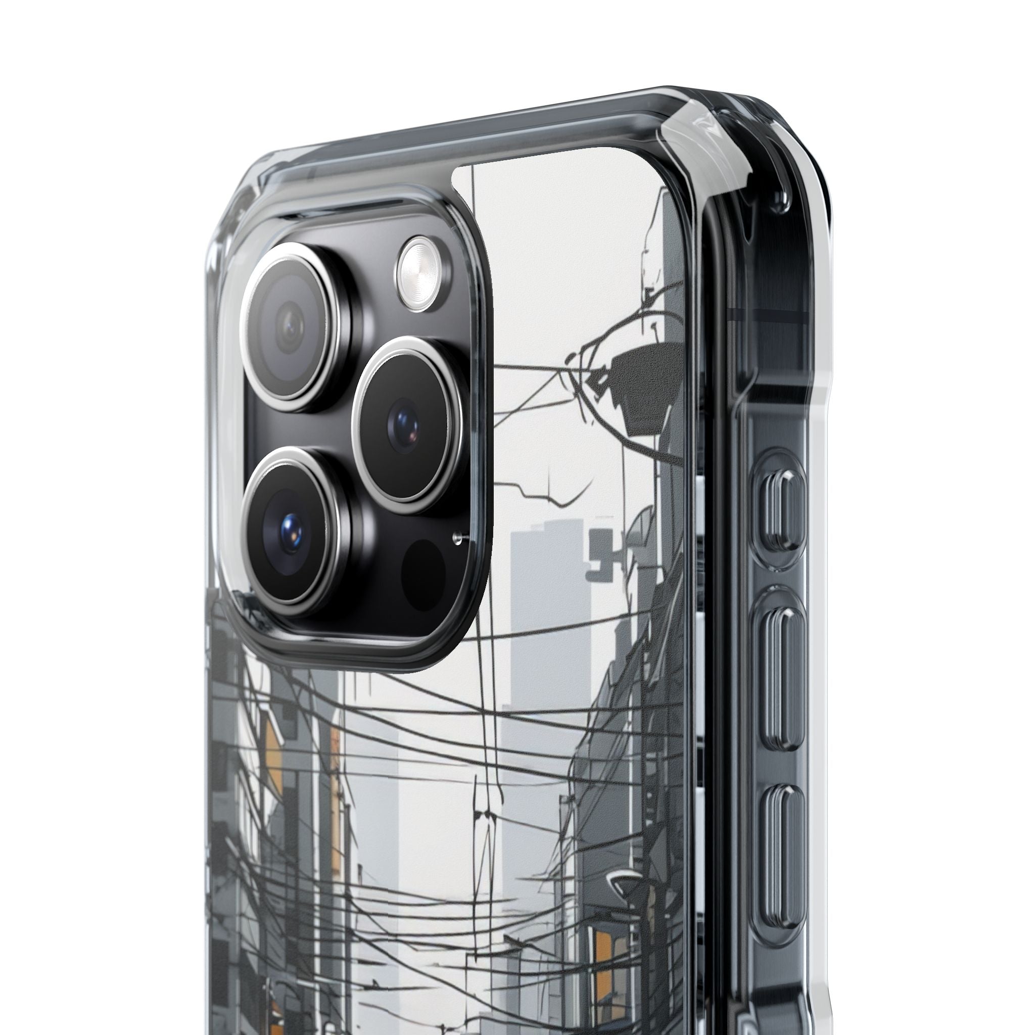 Urban Noir Streetscape iPhone 15 - Clear Impact Phone Case