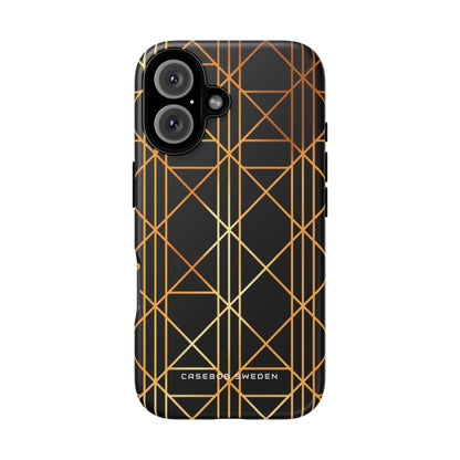 Golden Geometric Elegance iPhone 16 - Tough Phone Case