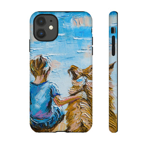 Boy with Dog - Protective Phone Case