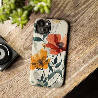 Elegant Floral Harmony iPhone 15 - Tough Phone Case