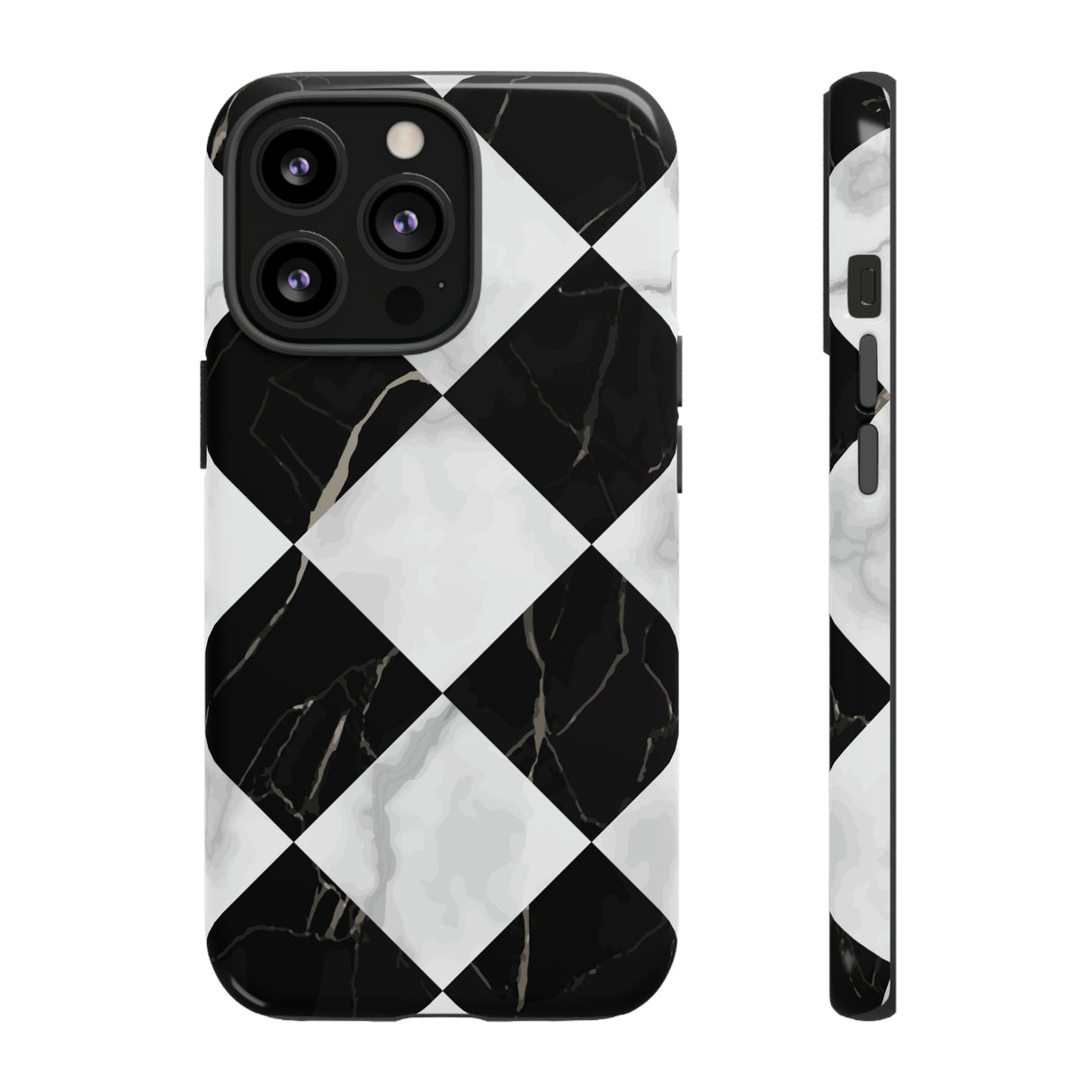 Check Marble - Protective Phone Case