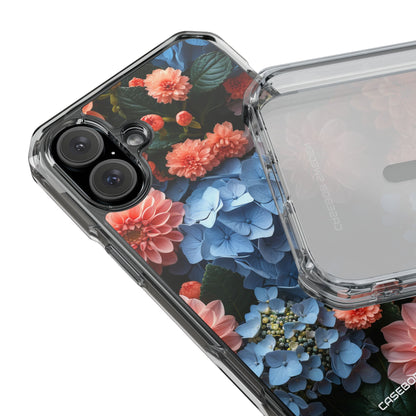 Blue Floral Bliss - Clear Impact iPhone 16 Phone Case