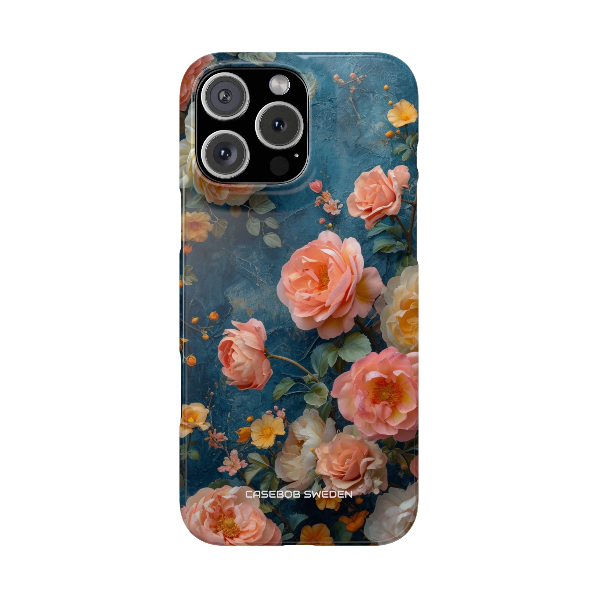 Blue Floral Elegance - Slim iPhone 16 Phone Case