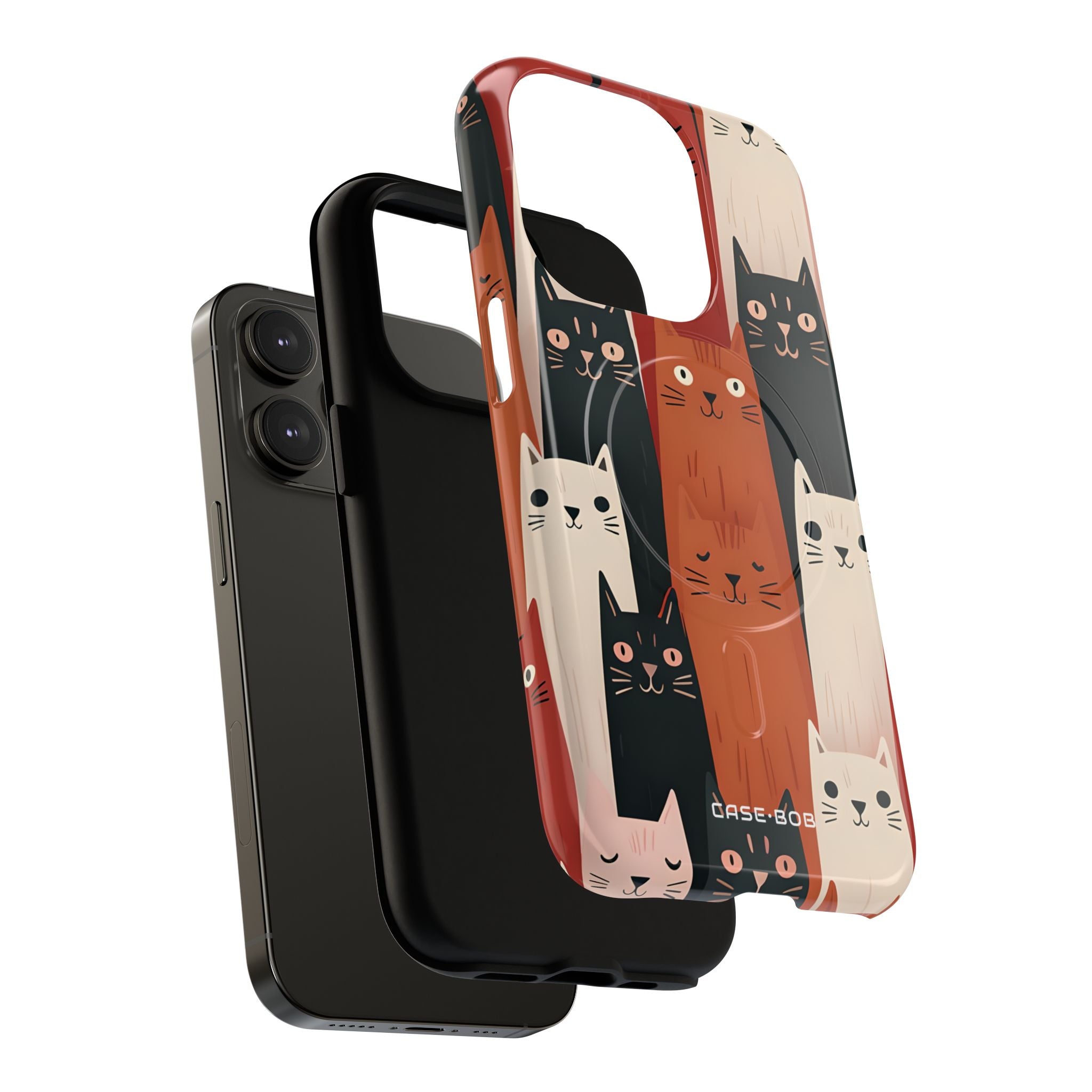 Elongated Cats Black iPhone 14 Pro Case - Tough+