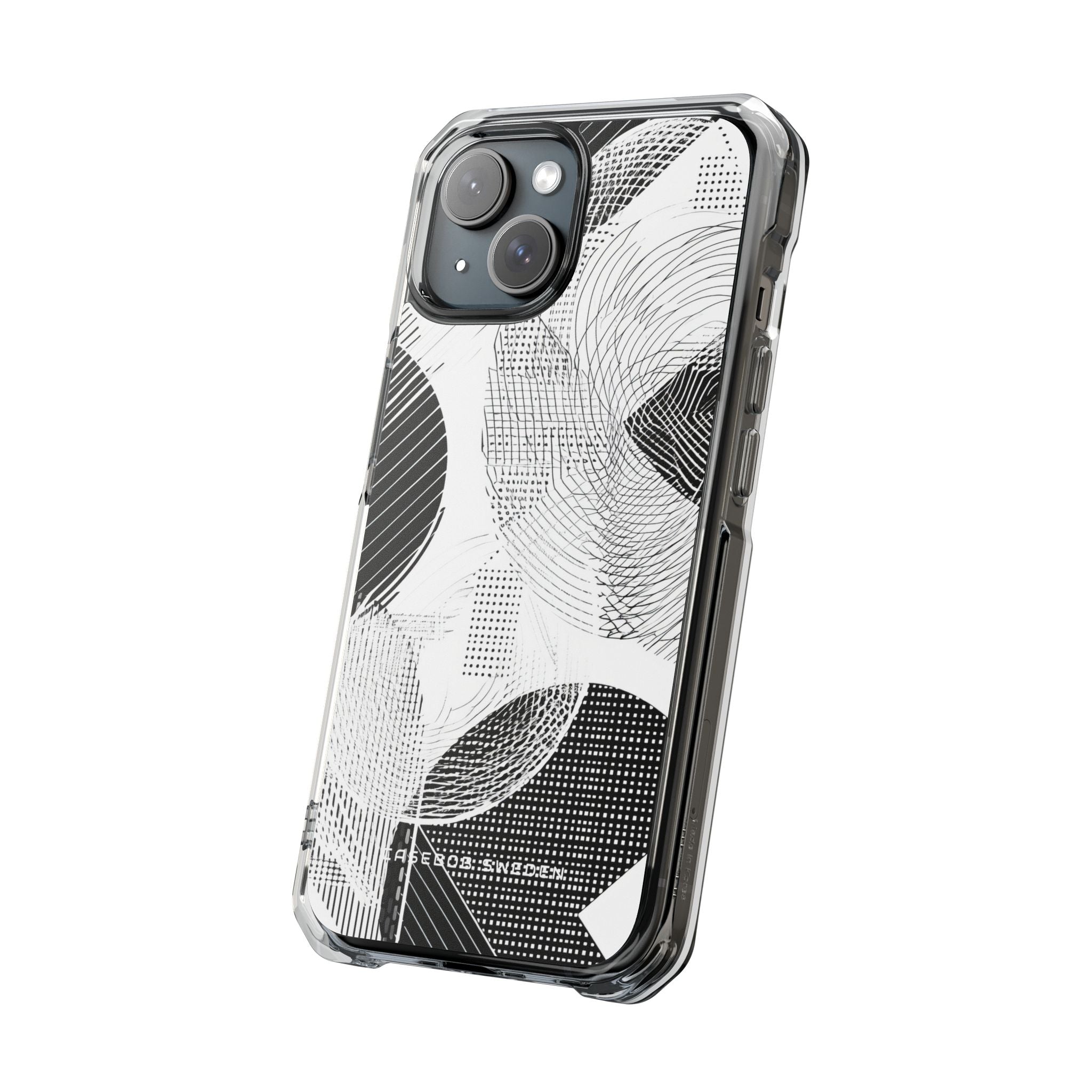 Geometric Monochrome Flow iPhone 15 - Clear Impact Phone Case