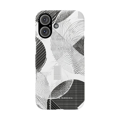 Geometric Monochrome Flow iPhone 16 - Slim Phone Case