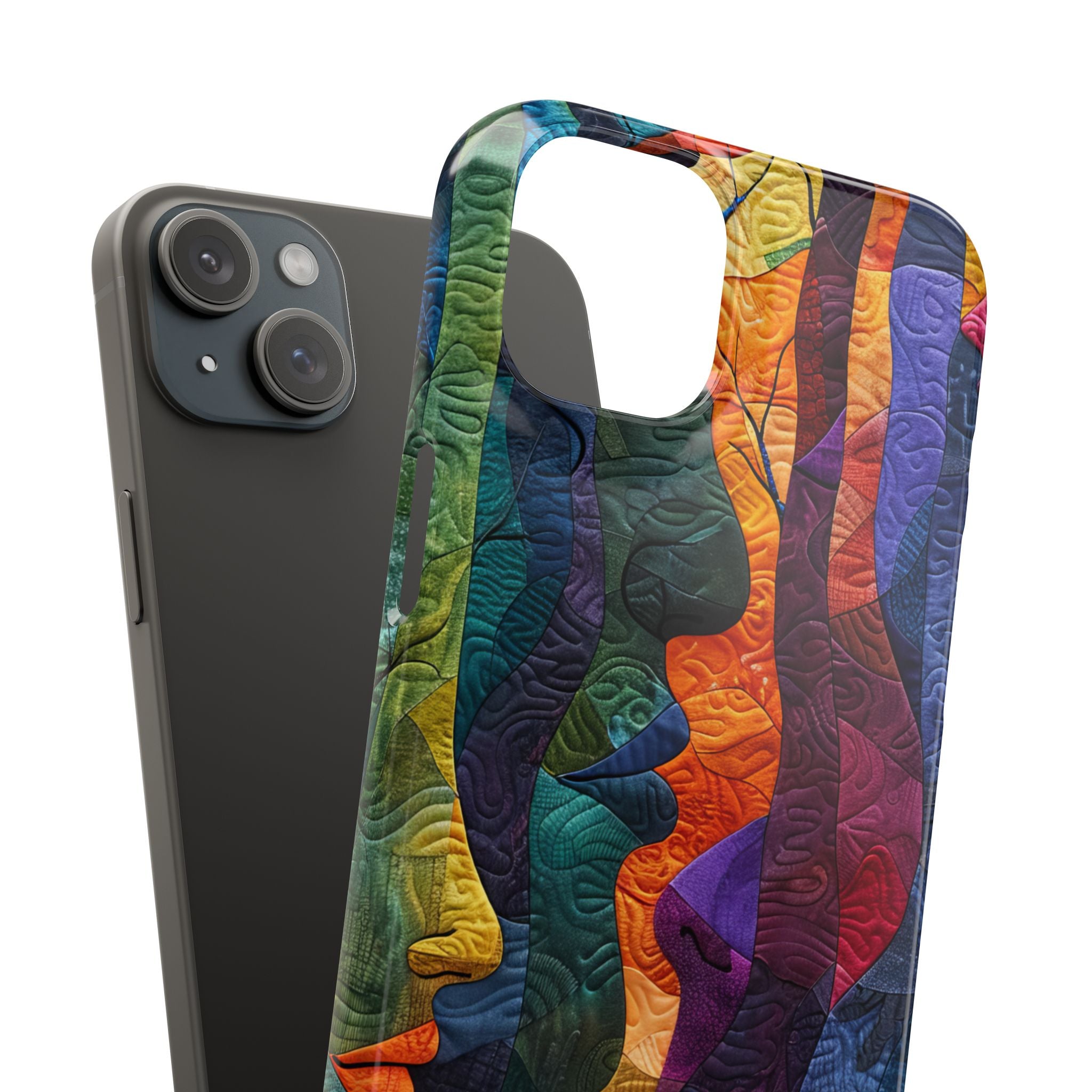 Harmonized Faces and Nature Fusion iPhone 15 - Slim Phone Case