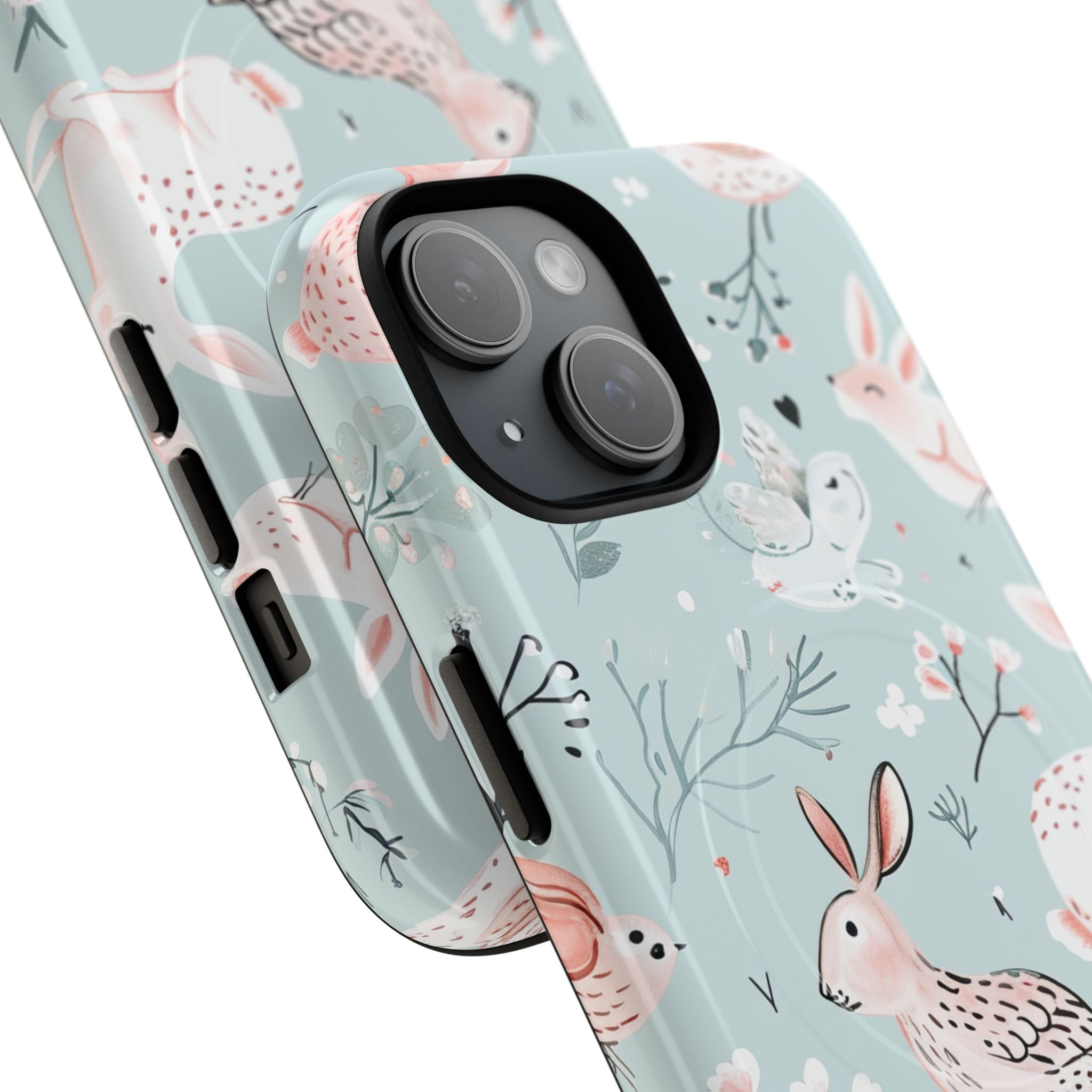 Whimsical Bunny Blossom - Tough + MagSafe® iPhone 15 Phone Case