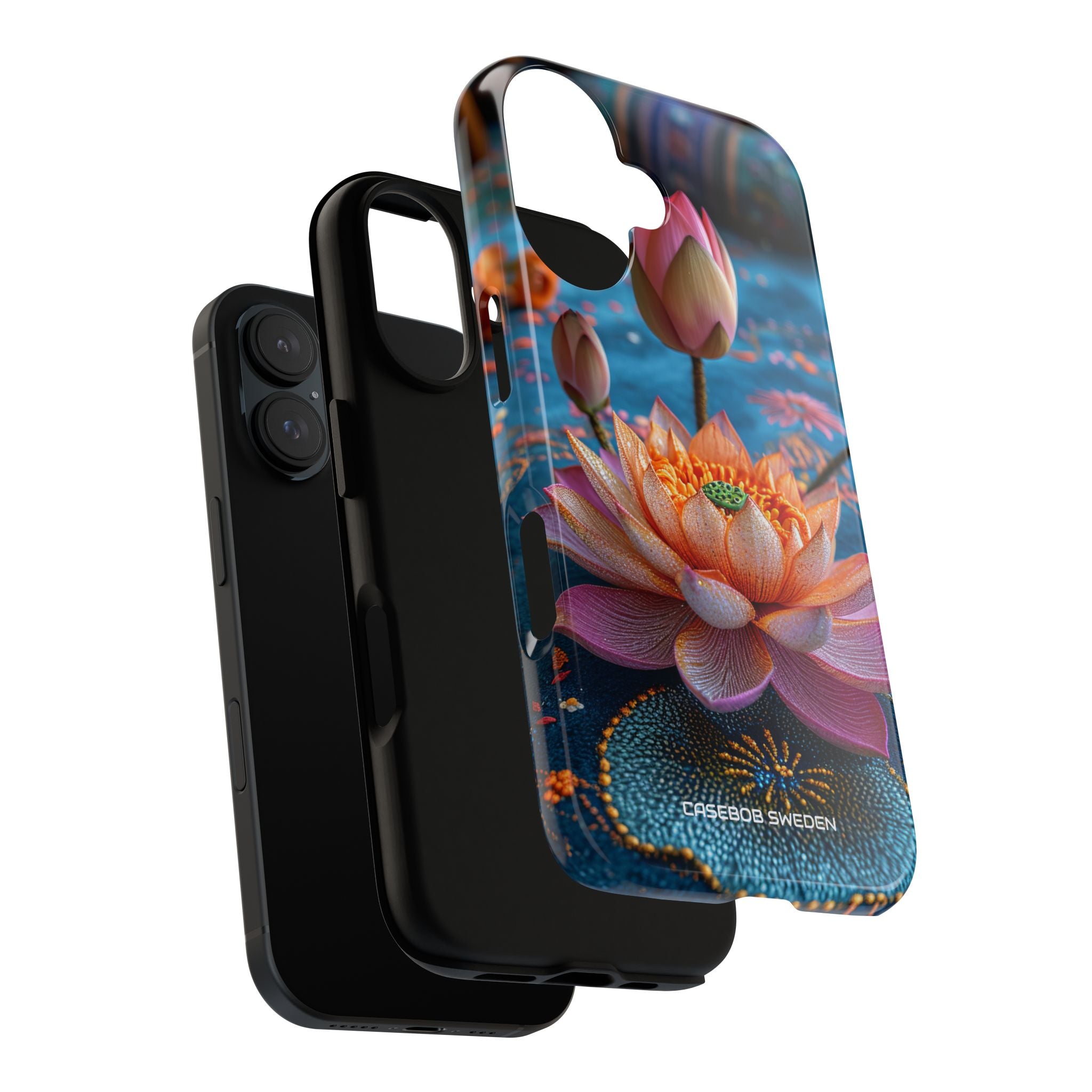 Vibrant Lotus Embroidery - Tough iPhone 16 Phone Case