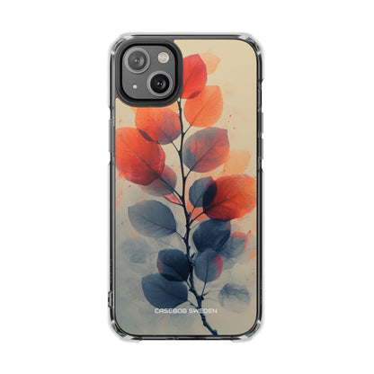 Orange Gray Leaves - Clear Impact iPhone 14 Phone Case