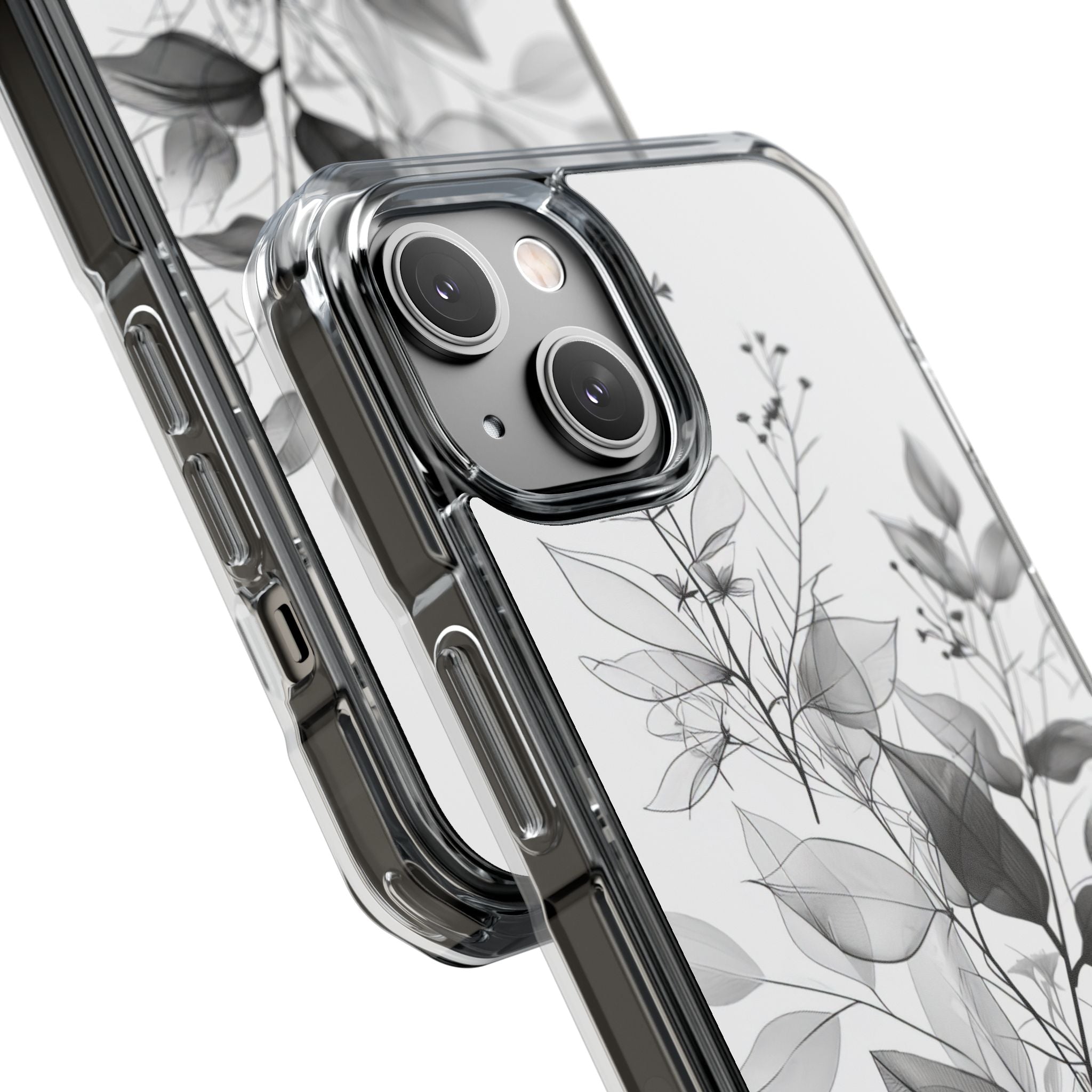 Veined Leaves Gray iPhone 14 Case - Impact