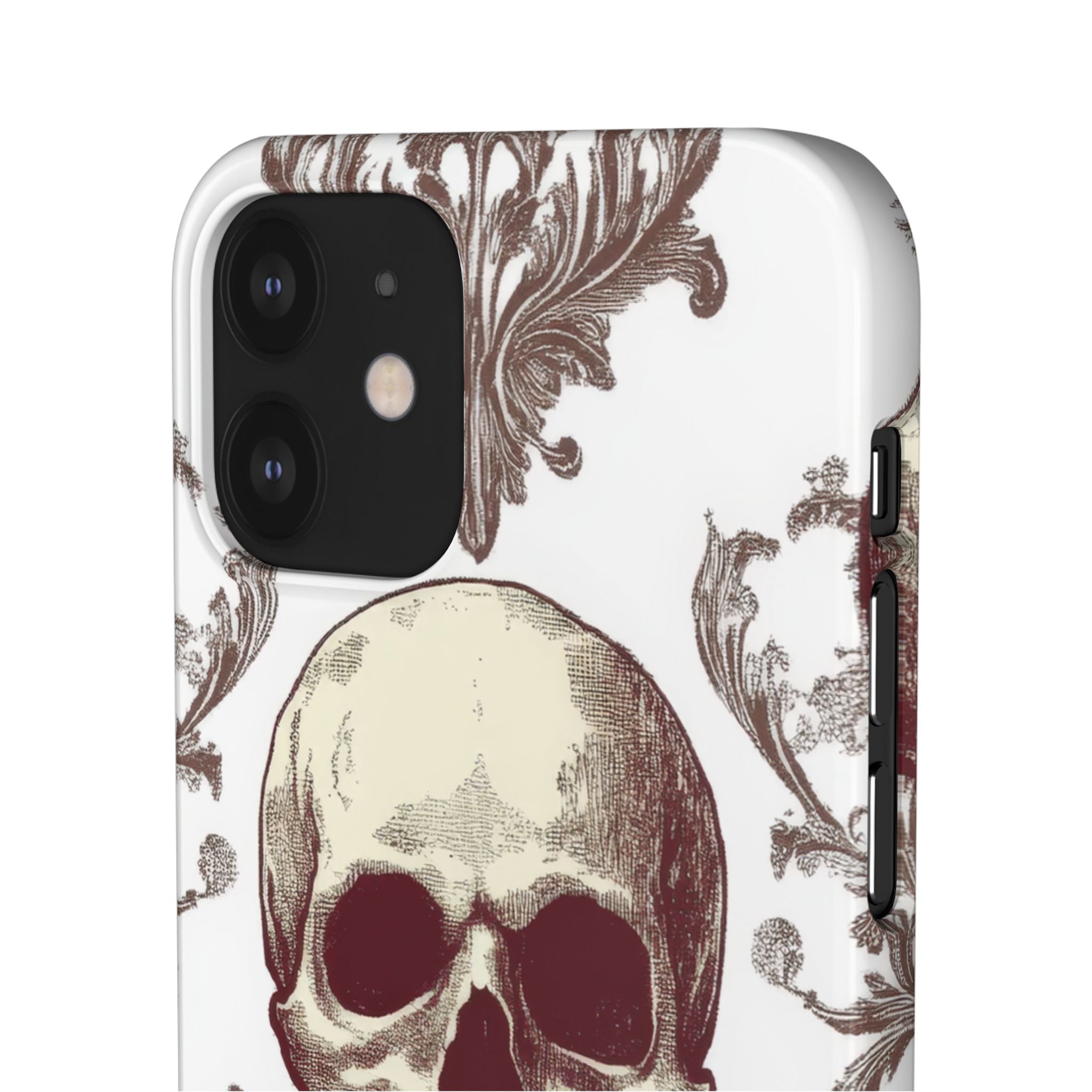 Gothic Skulls and Ornate Foliage iPhone 12 - Slim Phone Case