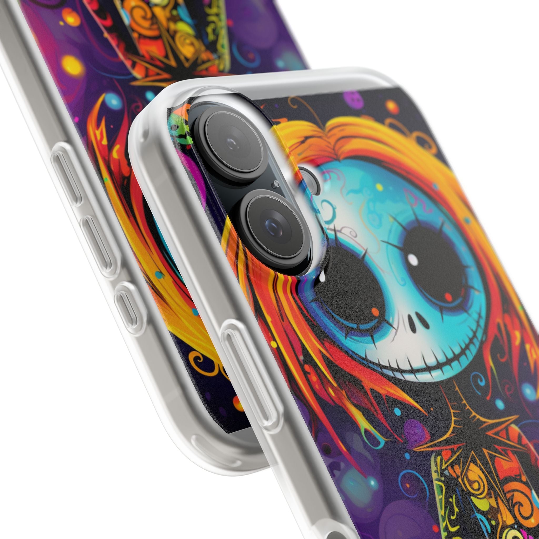 Blue Skull Swirl iPhone 16 Case - Soft