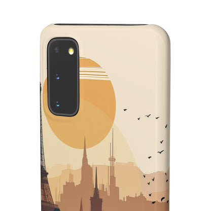 Eiffel Tower Silhouette with Birds and Sun Reflection Samsung S20 - Slim Phone Case