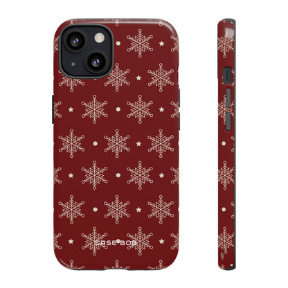 Cream Snowflake Crimson iPhone 13 Case - Tough