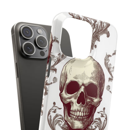 Gothic Skulls and Ornate Foliage iPhone 15 - Slim Phone Case