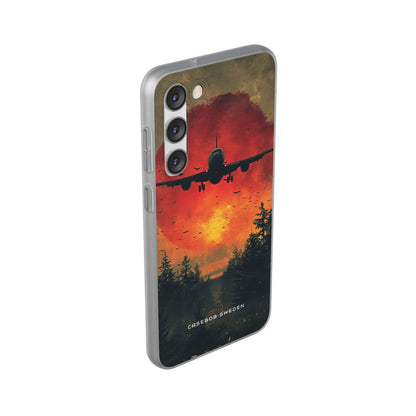 Vintage Sunset Airplane Silhouette Samsung S23 - Flexi Phone Case