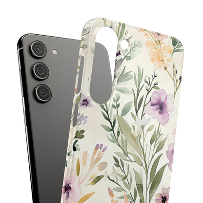 Soft Green Lavender Floral Pattern - Slim Samsung S23 Phone Case