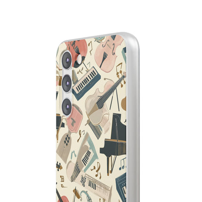 Beige Musical Instruments Pattern - Flexi Samsung S23 Phone Case