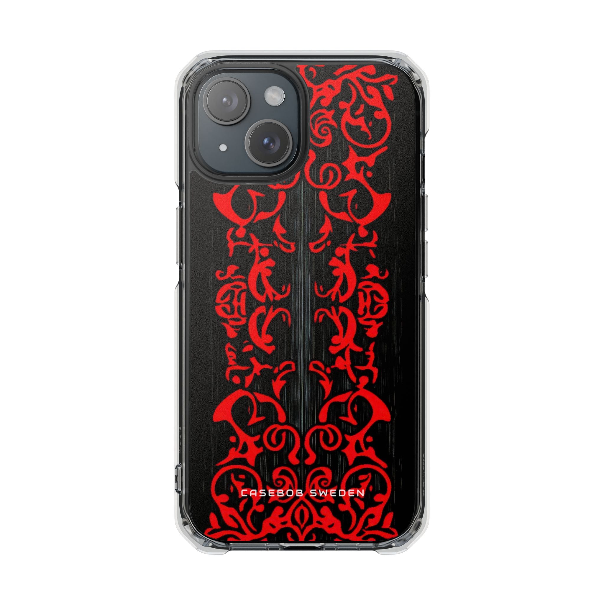 Gothic Crimson Symmetry iPhone 15 - Clear Impact Phone Case