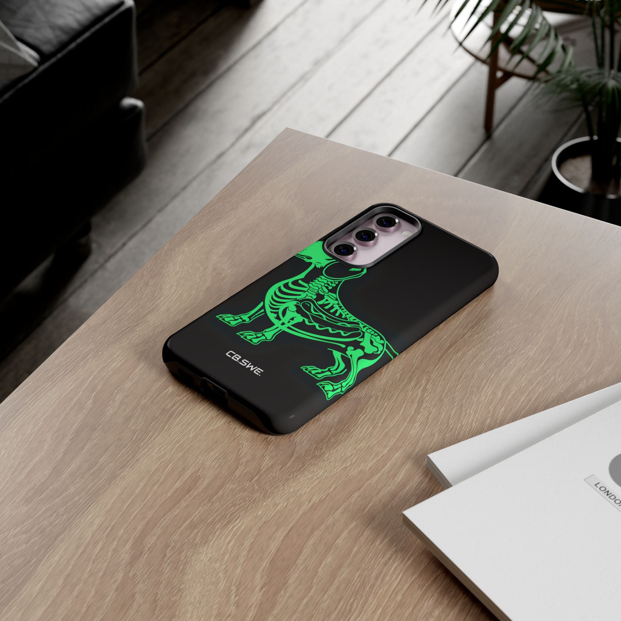 Neon Green Dachshund X-Ray Illustration Hotdog Phone Cover Samsung S23 - Tough
