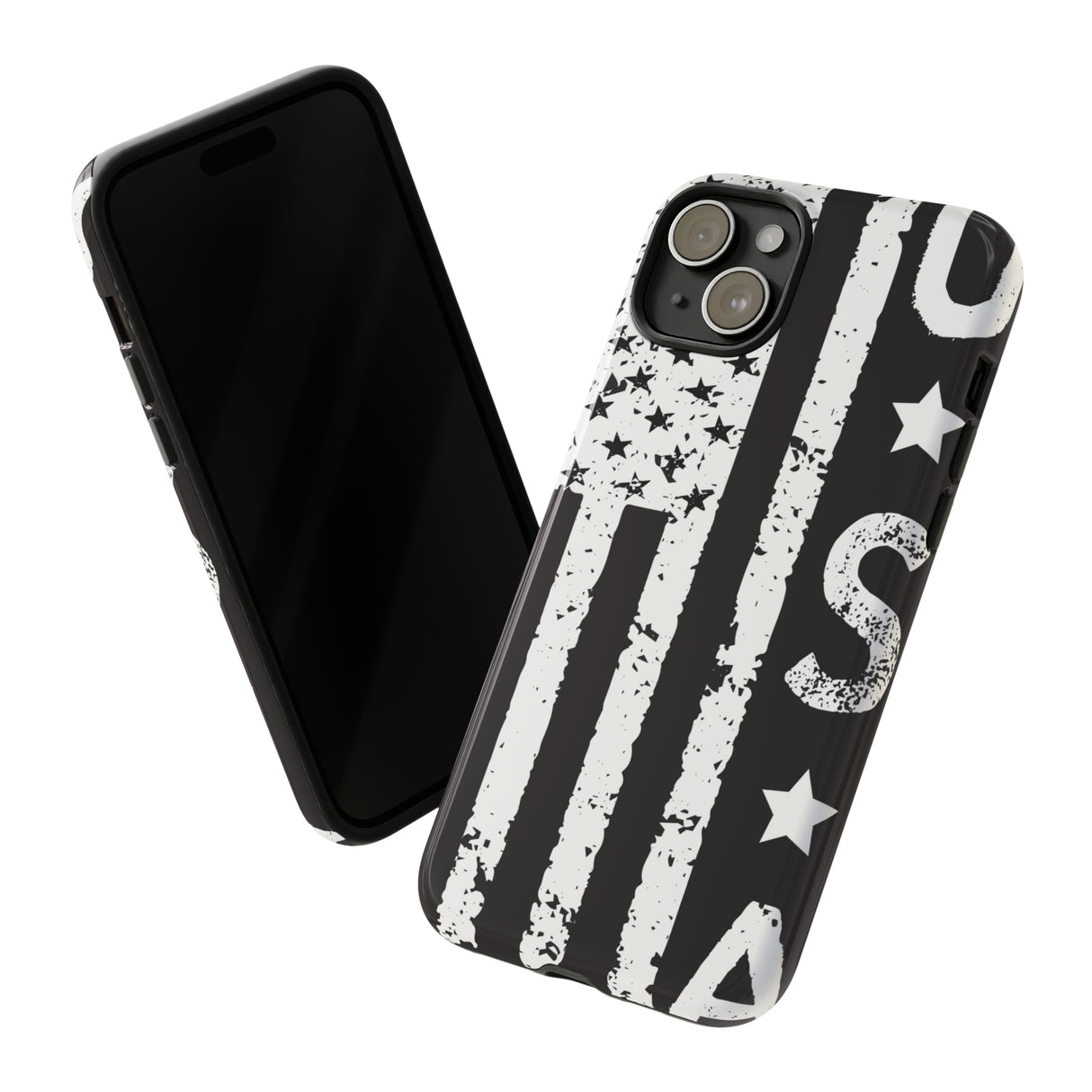 Black n White U.S Flag - Protective Phone Case